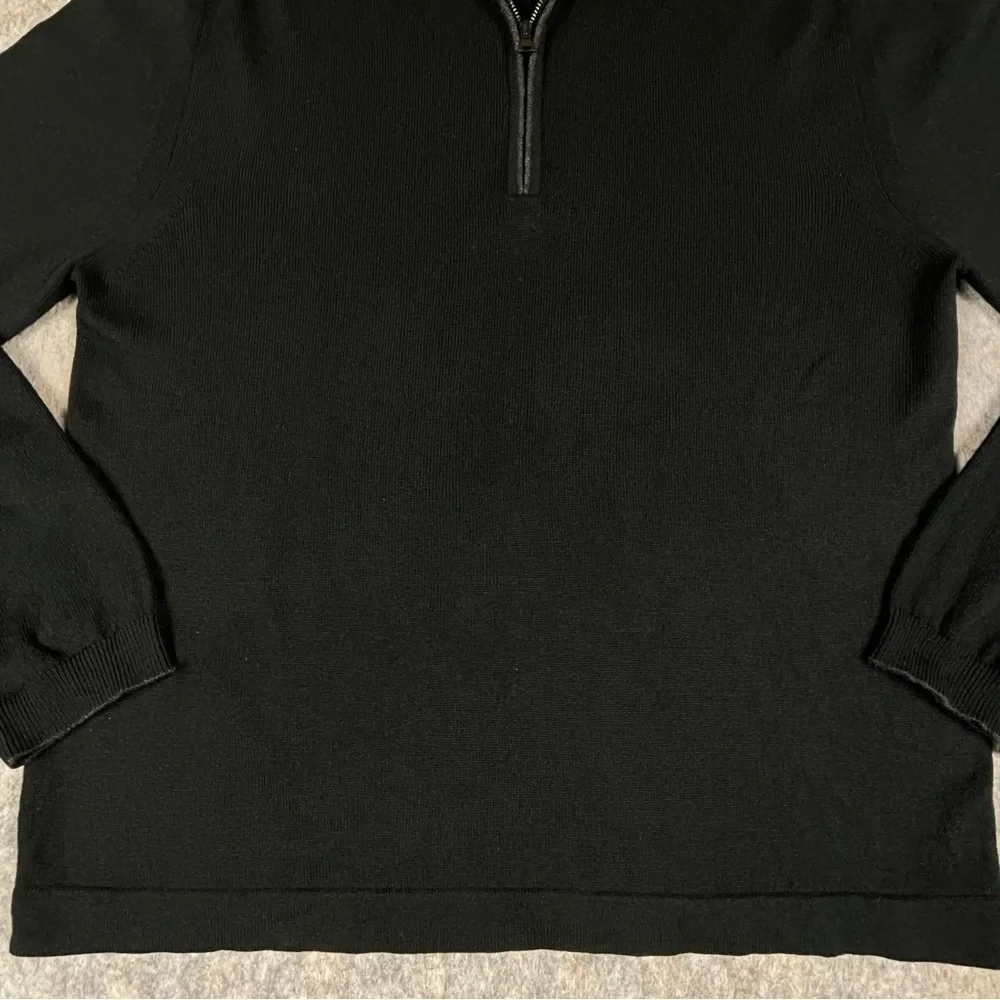 Banana Republic Silk Cashmere Quarter Zip Elbow-Patch Collegiate Sweater Sz M